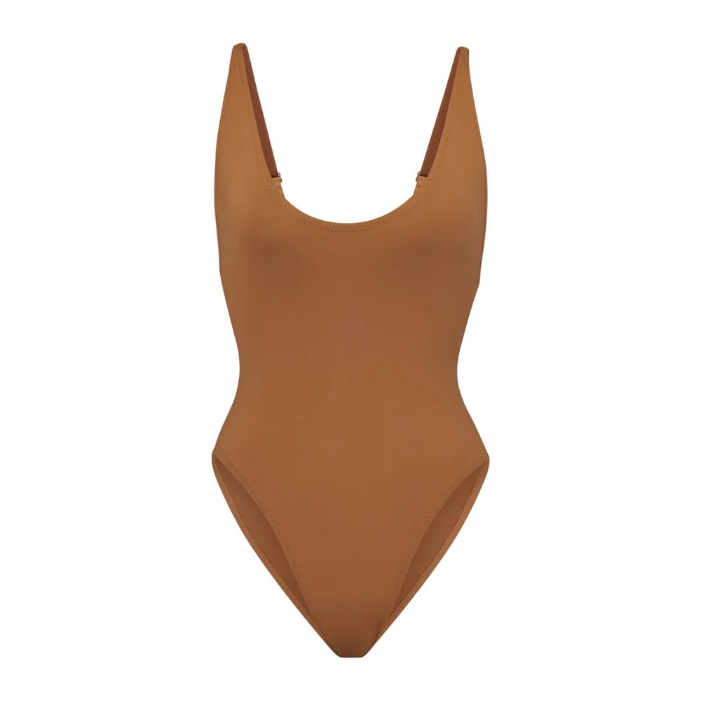 Skims scoop neck one piece in almond color